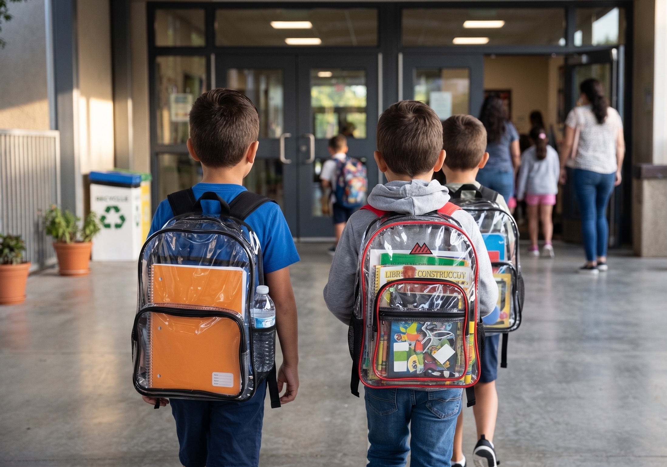 Sería obligatorio el uso de mochilas transparentes
