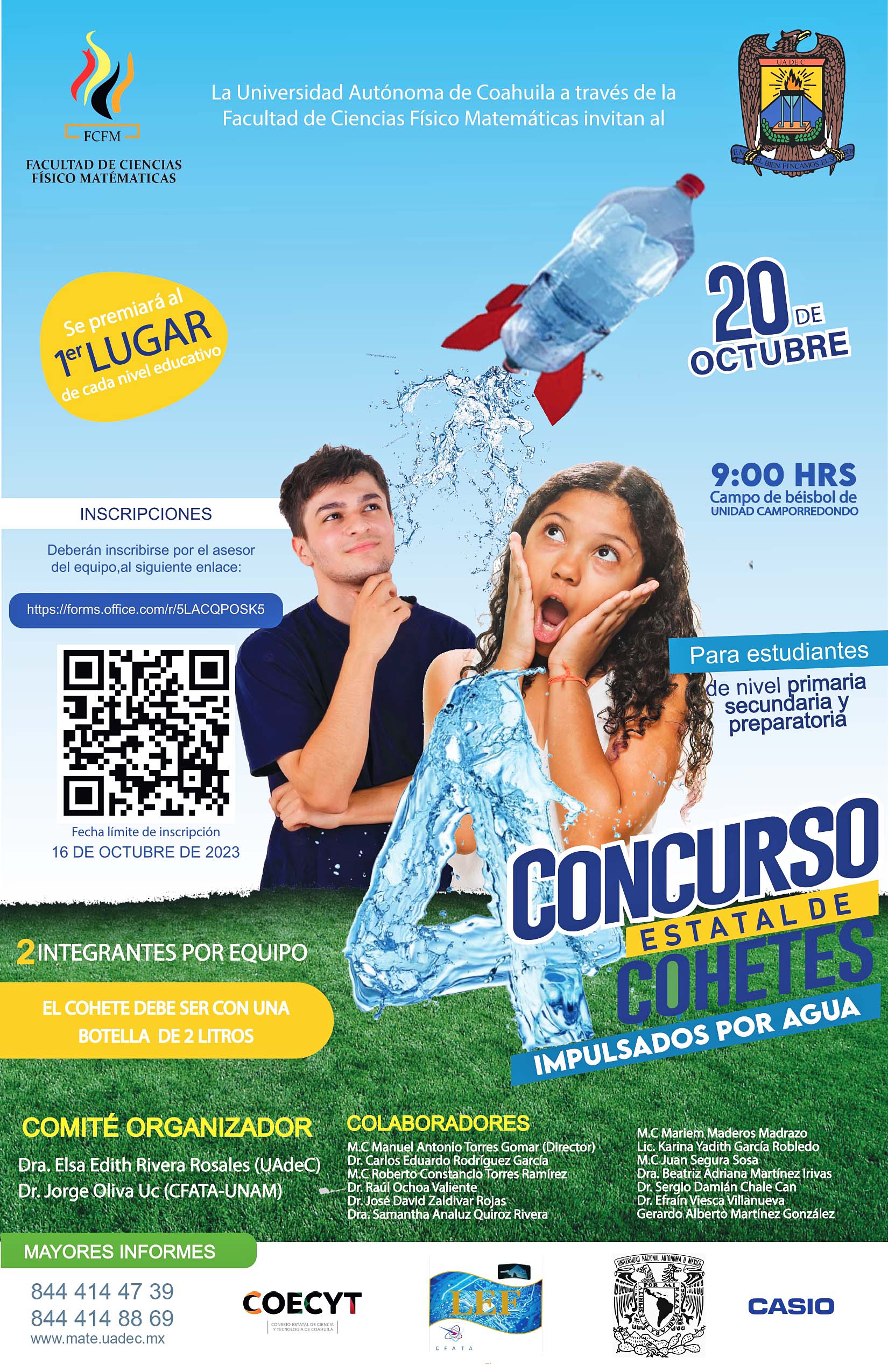 Invita UAdeC a participar en el Cuarto Concurso Estatal de Cohetes Propulsados por Agua