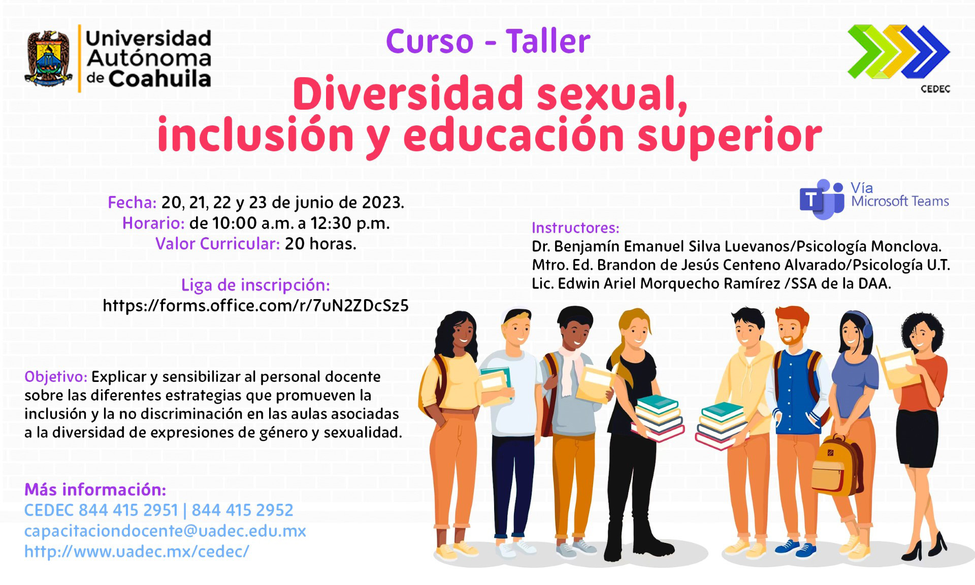 Convoca UAdeC a docentes a Participar en taller de diversidad sexual