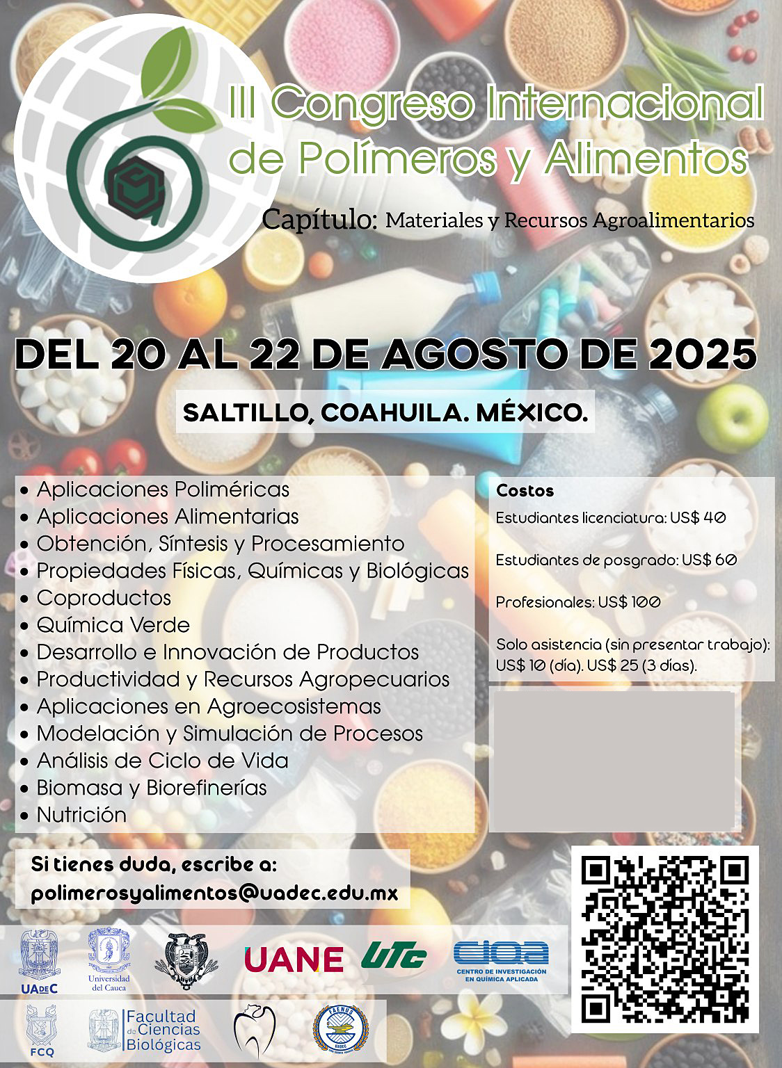 Será UAdeC sede del Tercer Congreso Internacional de Polímeros y Alimentos