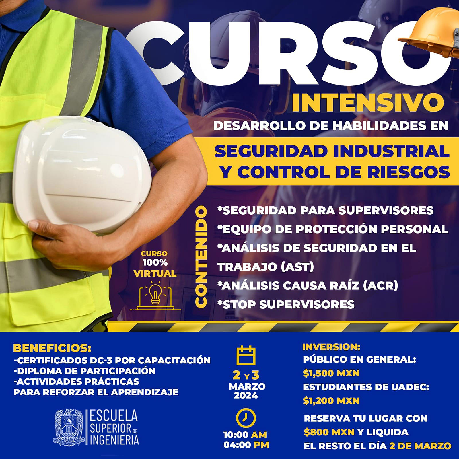 Invita UAdeC a curso de habilidades: Seguridad Industrial y Control de Riesgos