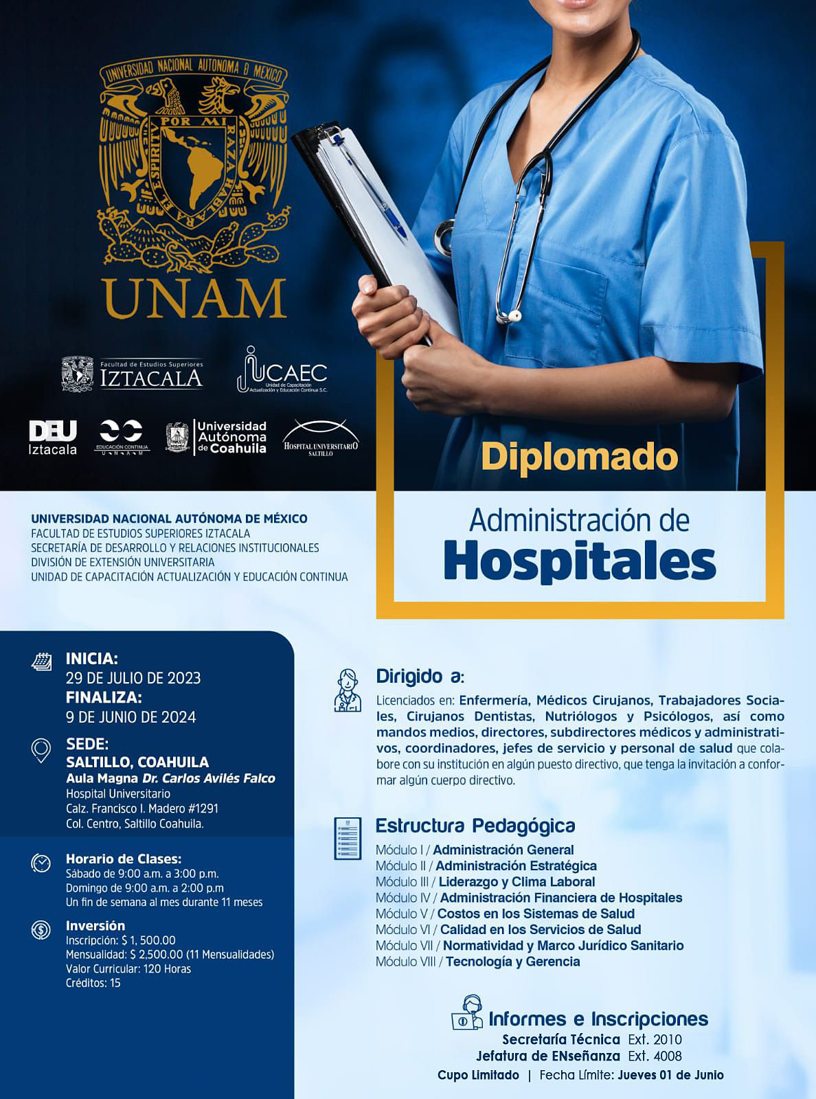 Ofertan UAdeC y UNAM diplomado en Administración de Hospitales