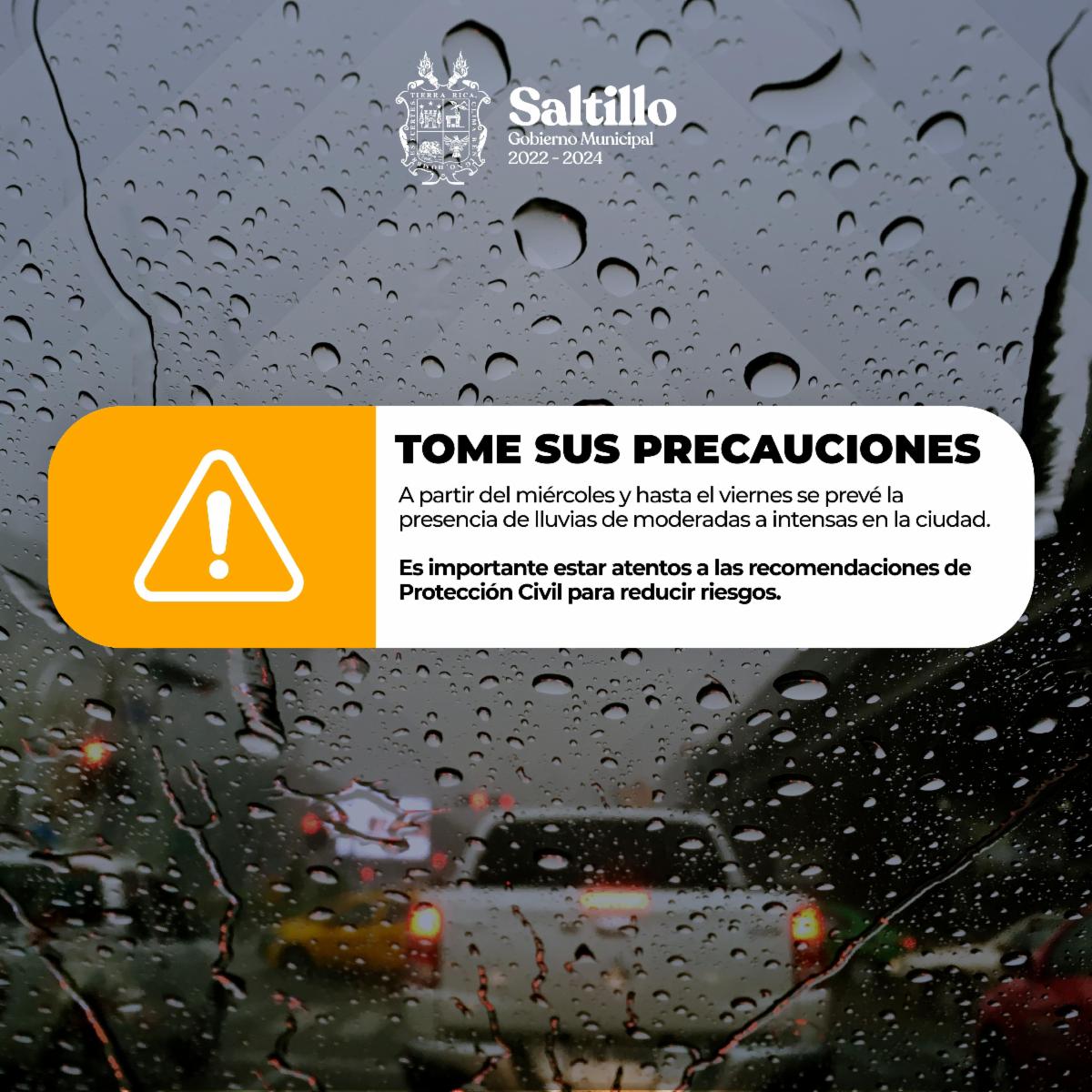 Exhorta Gobierno de Saltillo a tomar precauciones ante fuertes lluvias