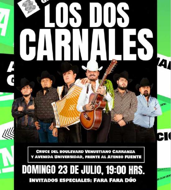 Cerrarán calles por concierto de ‘Los Dos Carnales’ en Saltillo