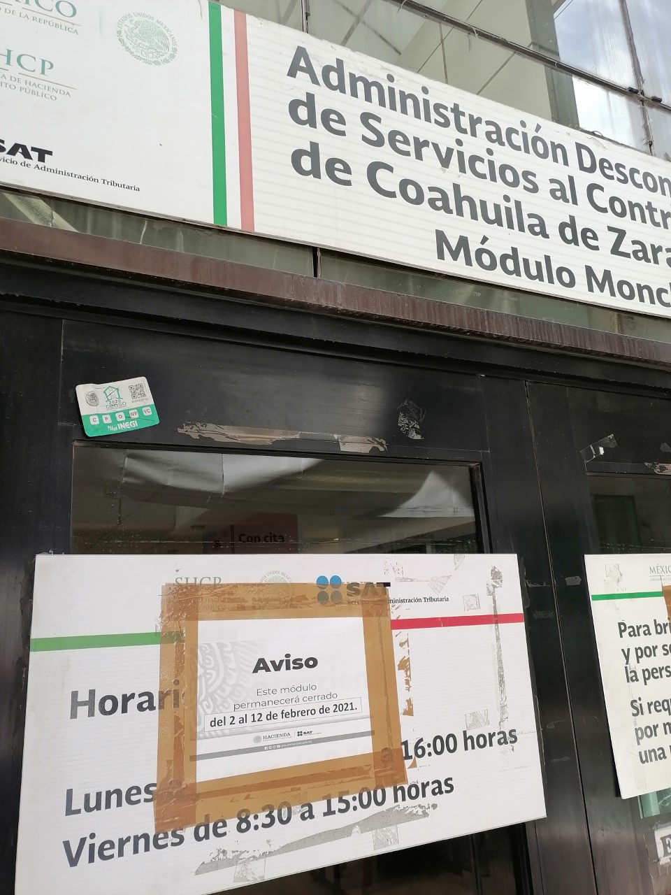 Mantiene el SAT cerradas oficinas en Monclova, perjudica a usuarios