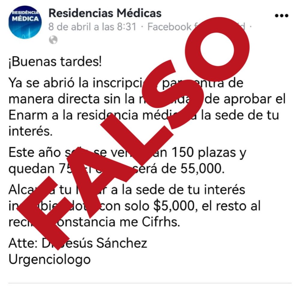 Alerta Salud por fraude con supuestas plazas médicas